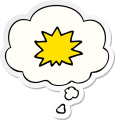 cartoon explosion and thought bubble as a printed sticker