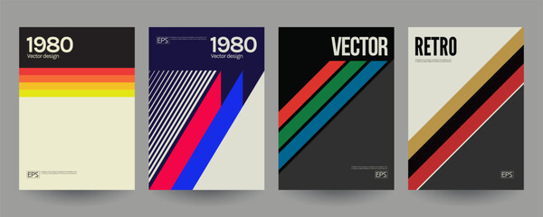 Retro VHS style brochure covers. Vector geometric illustration. © plasteed