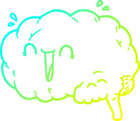 cold gradient line drawing cartoon brain laughing