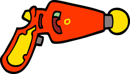 hand drawn doodle style cartoon ray gun