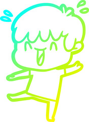 cold gradient line drawing cartoon laughing boy
