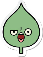 sticker of a cute cartoon expressional leaf