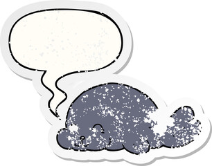 cute cartoon seal and speech bubble distressed sticker