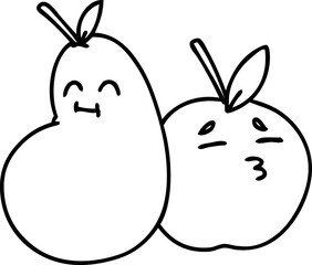 happy apple and pear couple