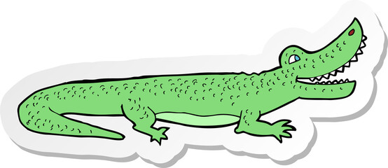 sticker of a cartoon happy crocodile