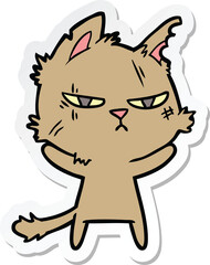 sticker of a tough cartoon cat
