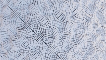 3D Futuristic cubes white background Abstract geometric grid pattern