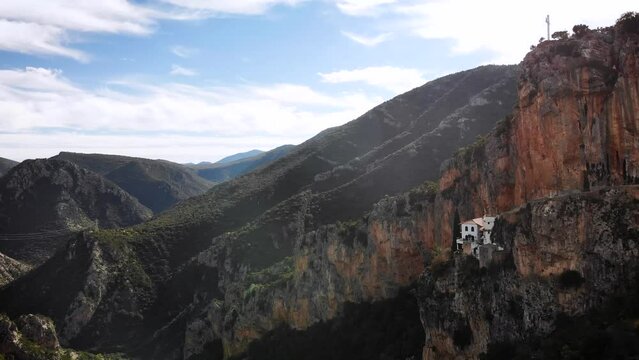 4K drone footage over Elonas Monastery in the mountains of Peloponesus, Leonidio, Greece.
Mid angle, parallax movement.