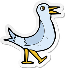 sticker of a cartoon walking bird