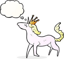cartoon unicorn with thought bubble