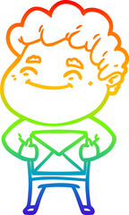 rainbow gradient line drawing cartoon friendly man