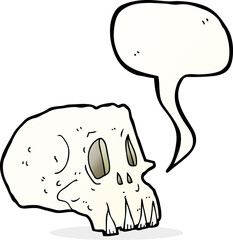 cartoon spooky skull with speech bubble