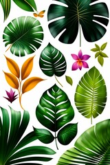 ensemble de feuilles de plantes tropicales en ia générative