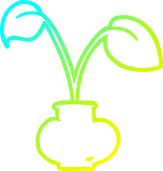 cold gradient line drawing house plant
