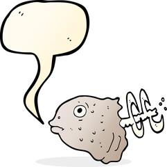 cartoon fish head with speech bubble