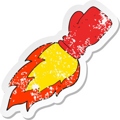 retro distressed sticker of a cartoon boxing glove flaming punch
