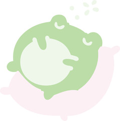 cute frog sleeping on a pillow