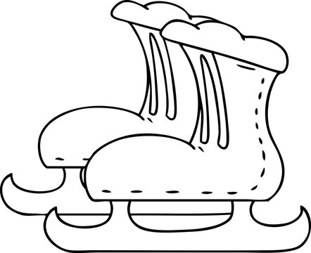 recommend clip art: line drawing doodle ice skate boots