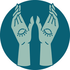 tattoo style icon of mystic hands