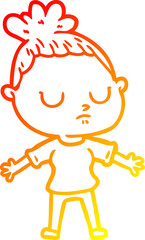 warm gradient line drawing cartoon calm woman