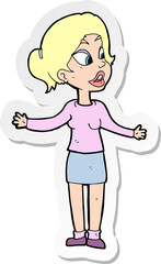 sticker of a cartoon pretty woman explaining something