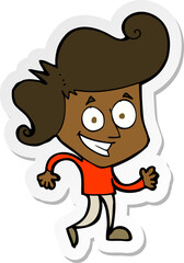 sticker of a cartoon grinning man