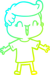 cold gradient line drawing cartoon laughing boy