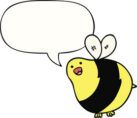 cartoon bee and speech bubble