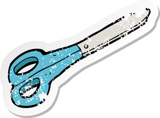 retro distressed sticker of a cartoon scissors