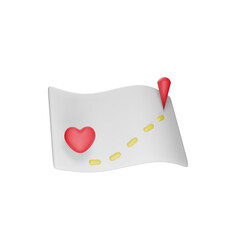 map of love 3d icon for valentine's day