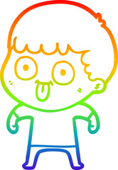 Obraz premium rainbow gradient line drawing cartoon man staring
