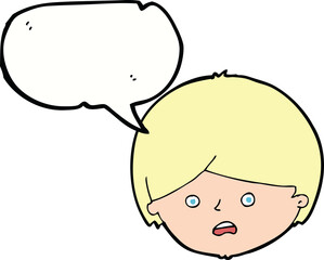 cartoon unhappy boy  with speech bubble