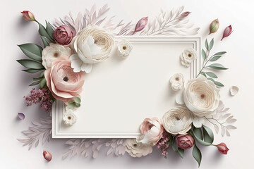 Wildflower rose flower floral frame red rose,hulthemia, rosa. Aquarelle wild flower for background, texture, wrapper pattern, frame or border.generative ai