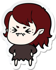 sticker of a annoyed cartoon vampire girl