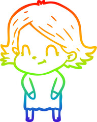 rainbow gradient line drawing cartoon friendly girl