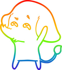 rainbow gradient line drawing cartoon elephant remembering