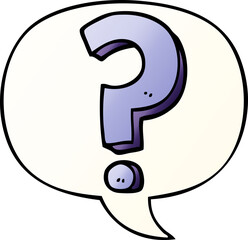 cartoon question mark and speech bubble in smooth gradient style