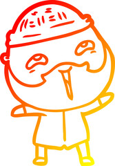 warm gradient line drawing cartoon happy bearded man