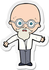 sticker of a cartoon genius scientist