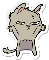 sticker of a tough cartoon cat
