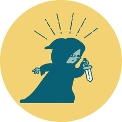 icon of tattoo style assassin with knife