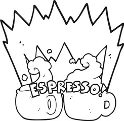 black and white cartoon espresso