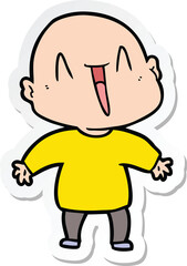 Obraz premium sticker of a happy cartoon bald man