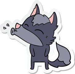 sticker of a howling wolf cartoon