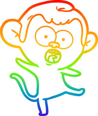 rainbow gradient line drawing cartoon shocked monkey