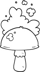 cartoon mushroom with spore cloud
