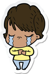 Obraz premium sticker of a cartoon woman crying