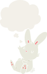 cartoon rabbit sleeping and thought bubble in retro style