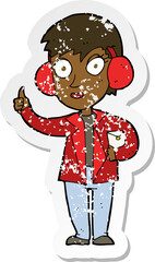 retro distressed sticker of a cartoon air force woman