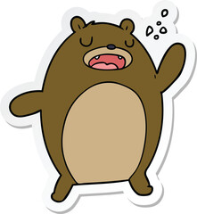 sticker of a funny cartoon bear